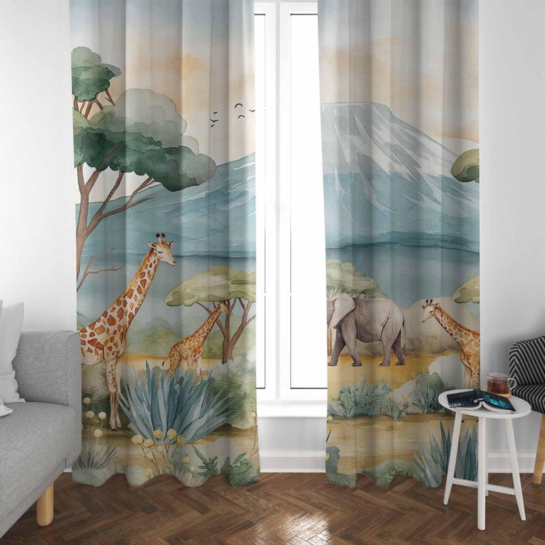 Safari Animals Kids Curtains B - Baby Nursery Youtube recension och pris