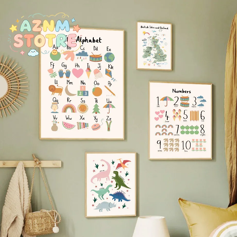 Animal World Map Dinosaur Alph - Baby Nursery Wall Art recension och pris