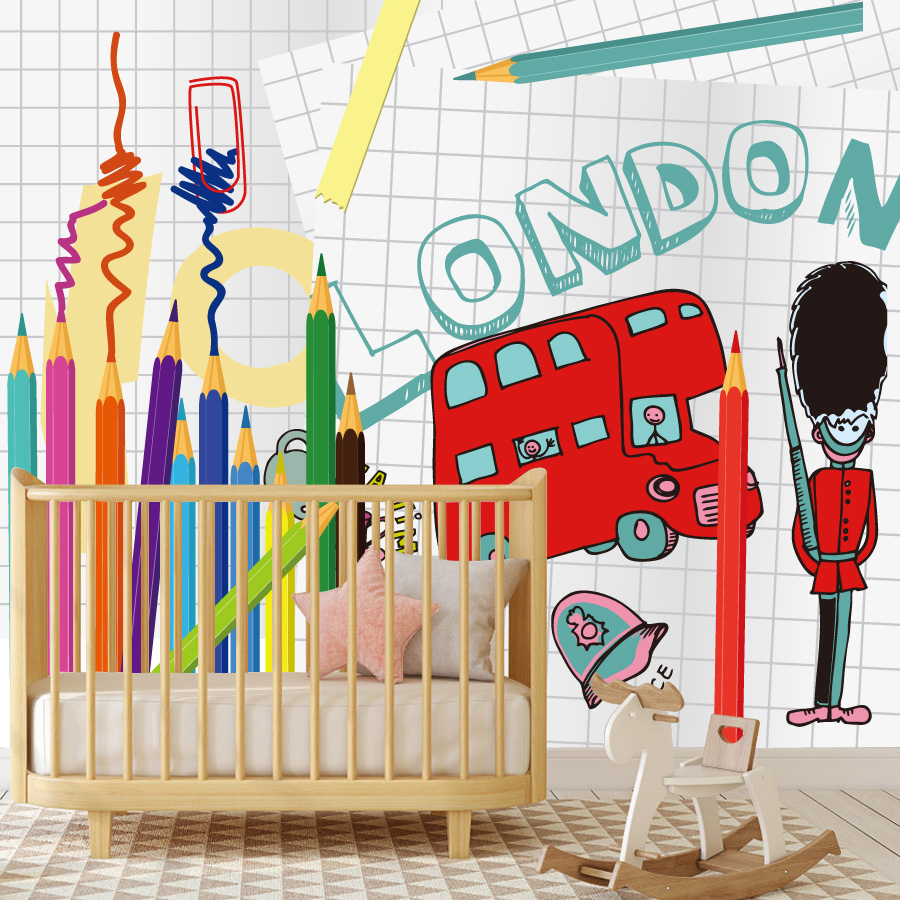 Custom Cartoon Easy to Apply P - Baby Nursery Peel And Stick Wallpaper recension och pris