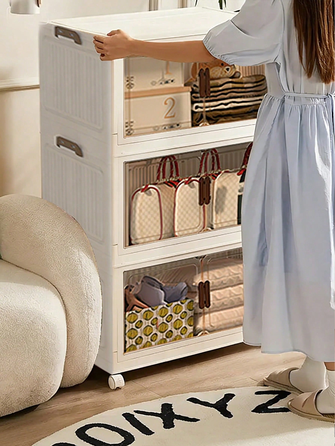 5 Tier Foldable Storage Cabine - Drawer Dresser White recension och pris