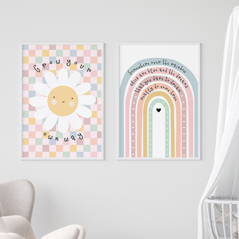 Sun Flower Rainbow Cloud Heart - Baby Nursery Wall Art recension och pris