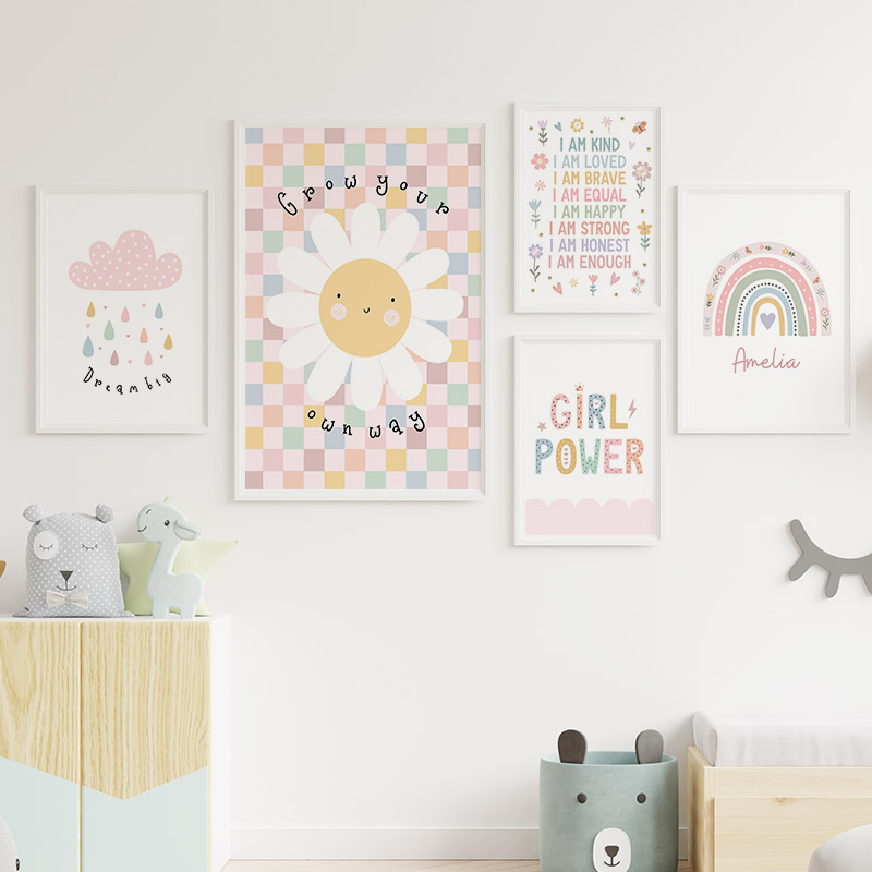 Sun Flower Rainbow Cloud Heart - Baby Nursery Wall Art recension och pris
