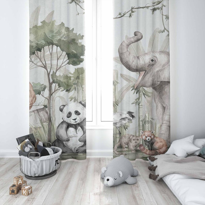 Safari Animals Curtains Kids B - Baby Nursery Youtube recension och pris