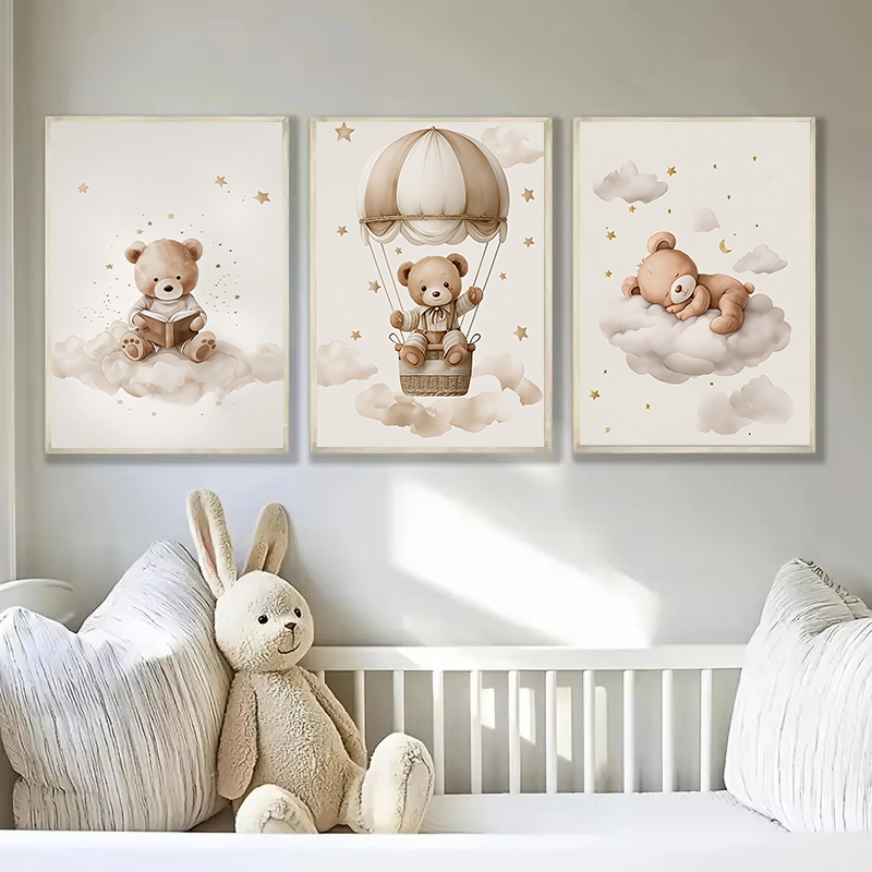 3pcs/set Bohemian Teddy Bear A - Baby Nursery Wall Art recension och pris