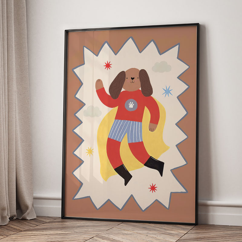 Funny Cartoon Super Cool Kid N - Baby Nursery Wall Art recension och pris