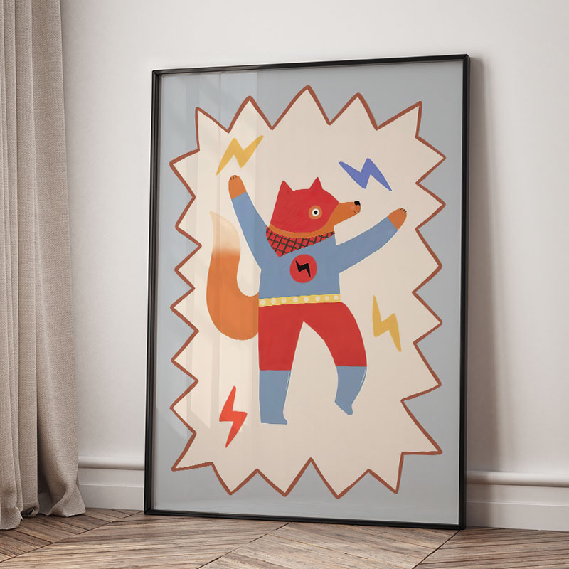 Funny Cartoon Super Cool Kid N - Baby Nursery Wall Art recension och pris