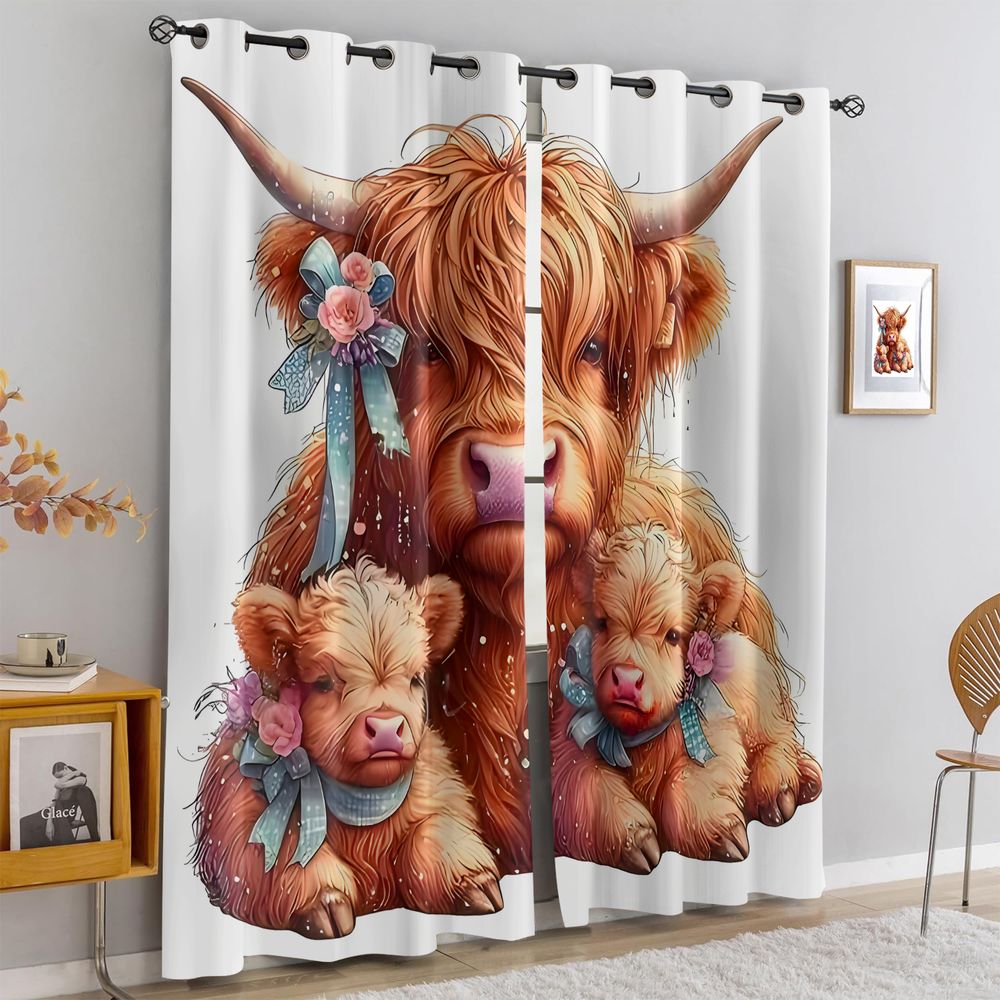 Cute Highland Cow Print Curtai - Baby Nursery Light Shade recension och pris